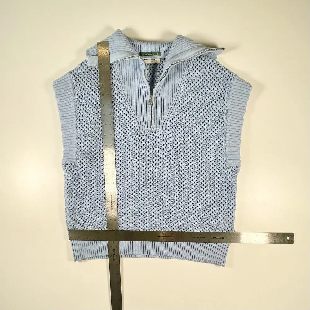 Scotch and Soda Half Zip Knit Sweater Pullover Women Preppy Powder Blue Small - Picture 6 of 8